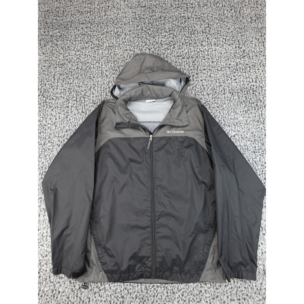 Columbia Rain Jacket Mens Medium Black Grey Glennaker‎ Lake RM2015 Windbreaker